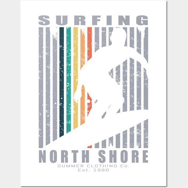 North Shore Surfing Beach Retro Surfing Wall Art by Jas-Kei Designs